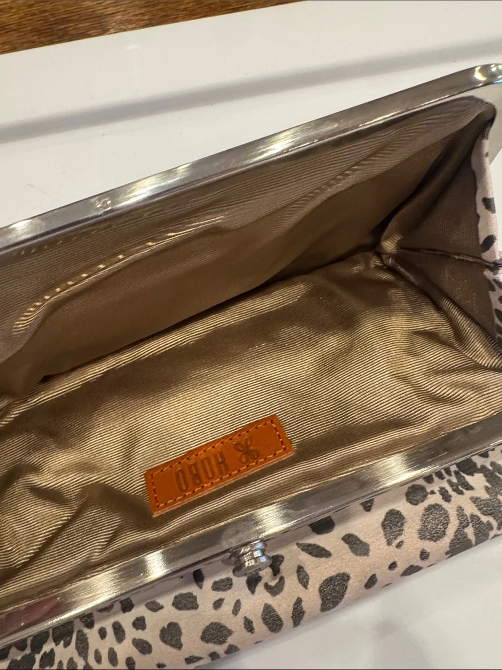 HOBO Beige and Brown Leopard-Print Wallet